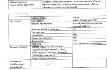 Испытания инструмента на ООО «ЕМЗ»