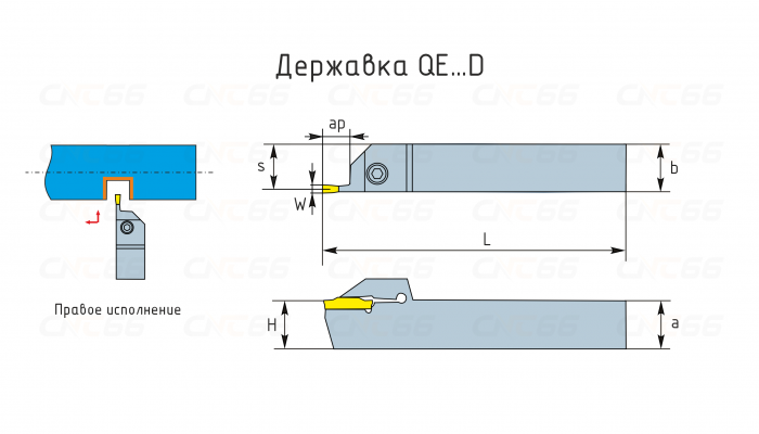 QEFD2525L10 Резец (державка) отрезной/канавочный