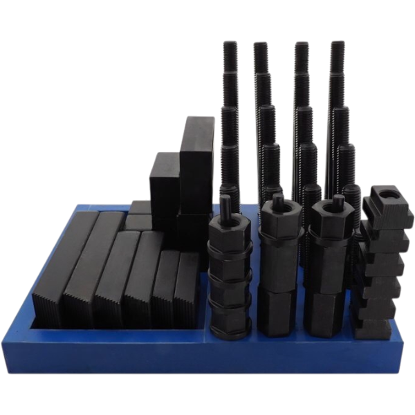 Набор прижимов со шпильками M24 для фрезерного стола с пазом 28 мм, 58 предметов