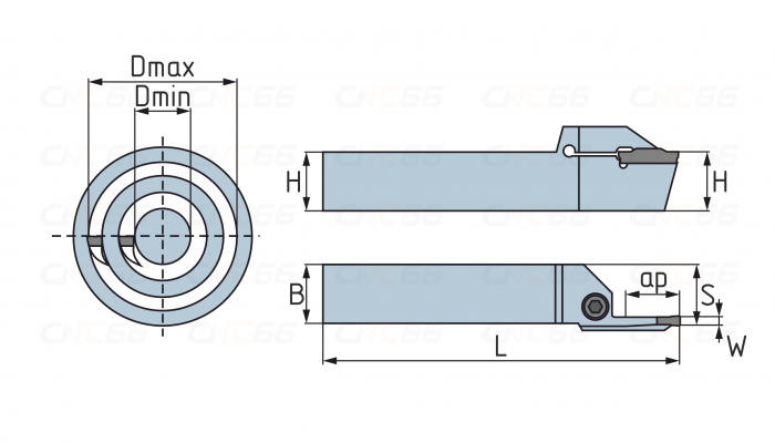 QFFD2525L17-100H Резец (державка) канавочный торцевой