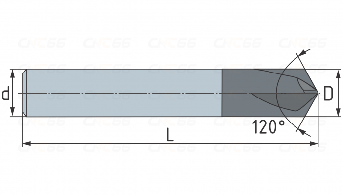 Фреза твердосплавная фасочная 4 зуба, HRC55, 12x25x12x83L-120°