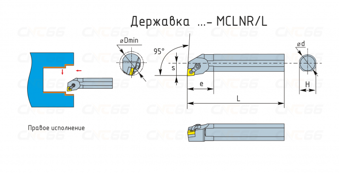 S50W-MCLNR12 Резец токарный (державка) расточной по металлу