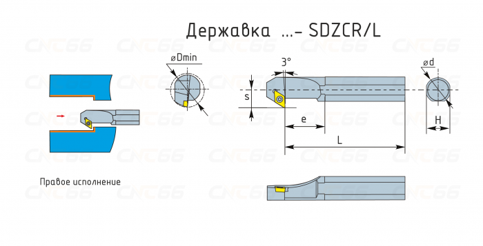 S10K-SDZCR07 Резец токарный (державка) расточной по металлу