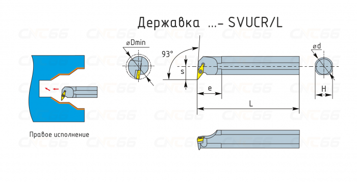 S25R-SVUCR16 Резец токарный (державка) расточной по металлу