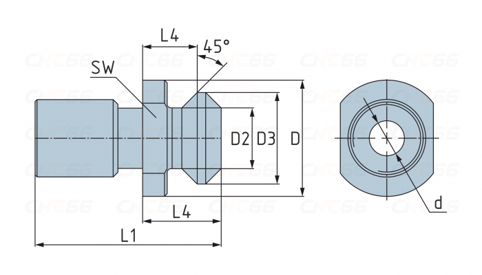 Штревель CAT40x45 HAAS с отверстием для СОЖ