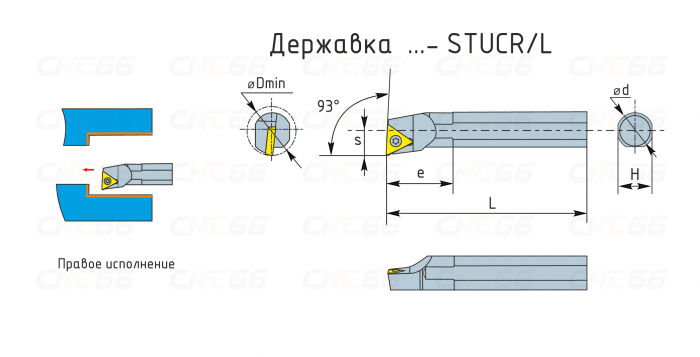 S08K-STUCR09 Резец токарный (державка) расточной по металлу