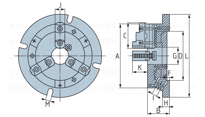 Патрон-тиски трехкулачковый самоцентрирующийся малой высоты VNBK-8